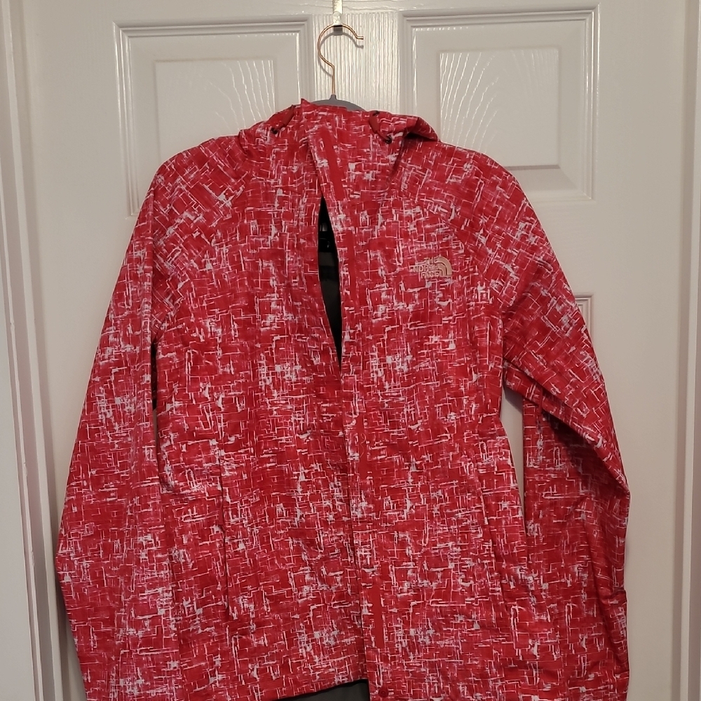 The North Face Hot Pink and White Raincoat. Dont Get Caught In The Rain!